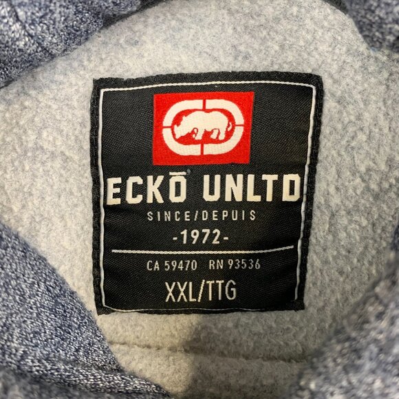 Vintage Ecko Mens Sweater 2XL Blue Hoodie Long Sleeve Embroidered Y2K Streetwear - Picture 3 of 7